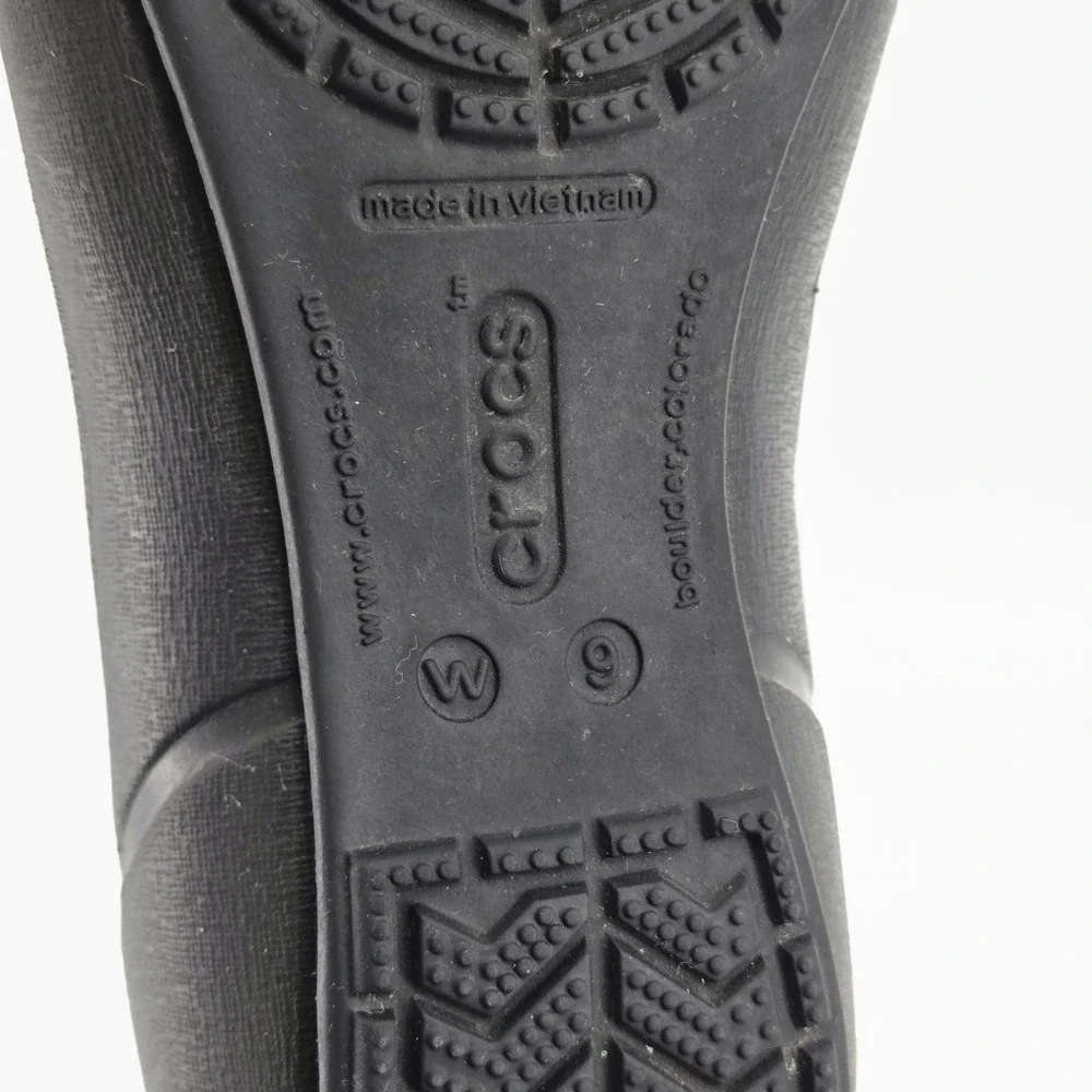 Crocs Cap Toe Flat Black Patent Slip On Ballet Shoes Women Size 9 W9 Work EUC